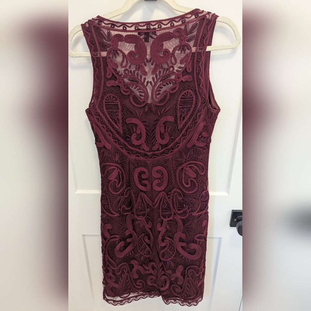 Burgundy Lace Bodycon Dress Small Cocktail Wedding Guest Holiday - Picture 5 of 6